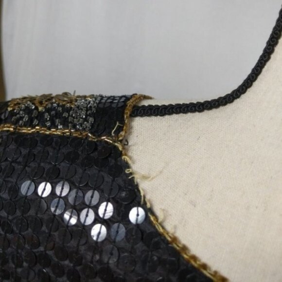 Joseph Le Bon Vintage Silk Sequin Black Gold Sweater S - Picture 3 of 7
